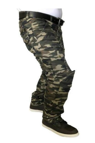 Amanos Kevlar Kamuflaj Desenli Diz-Kalça korumalı motorcu pantolonu - Resim 4