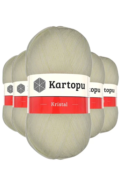 5 Adet Kristal Çift Katlı El Örgü Lif İpi Krem K025 - 1
