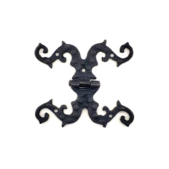 Antika Tarz Dekoratif Pirinç Süslü Menteşe - 100x90 mm, Oksit ürün görseli