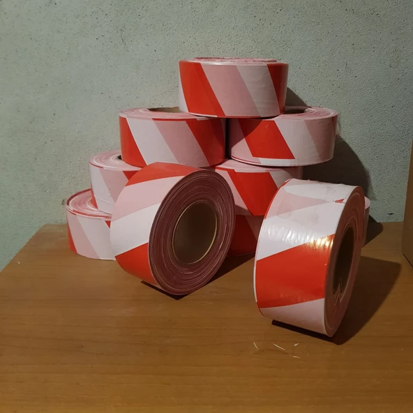 Safety 6 Cm'e 250 mt Kırmızı Beyaz Ikaz Bandı Emniyet Şeridi
