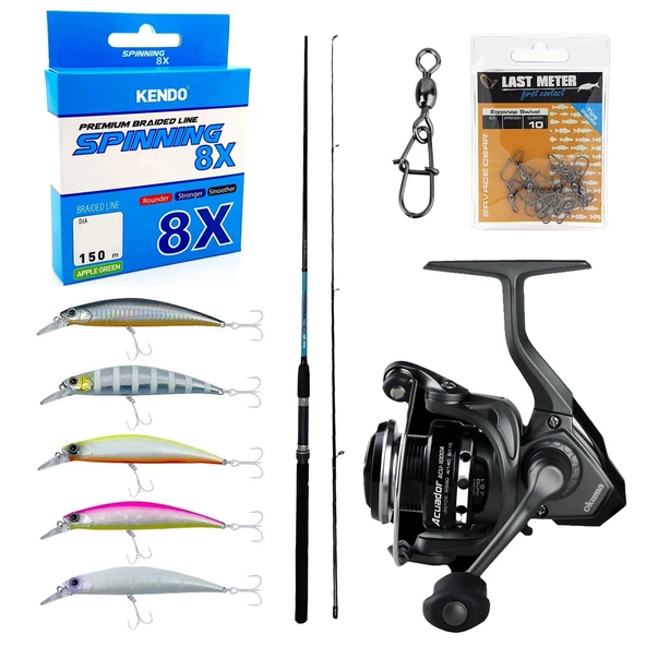 YekOutdoor Okuma Spin Olta Seti Okuma G-Power Spin 8' 240cm 15-40 gr 2 Parça Spin Kamışı&Okuma Acuador ACU-5000A 3+1BB Olta Makinesi