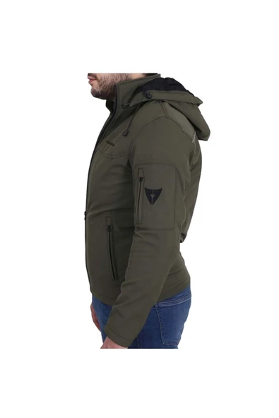Erkek Haki Jaws Kapşonlu/korumalı Softshell Mont - 3