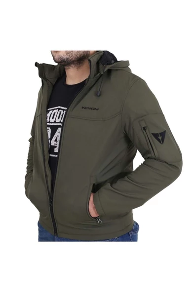 Erkek Haki Jaws Kapşonlu/korumalı Softshell Mont - 2
