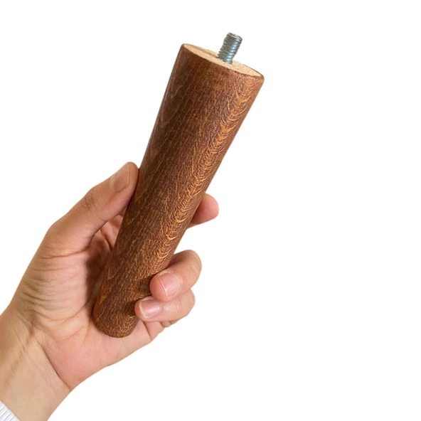 Ahşap Ayak 15 Cm 8'li Set Koyu Meşe M8 Civatalı Bağlantı Aparatlı Dolap Mobilya Koltuk Kanepe Destek Ayağı Ayakları - Resim 4
