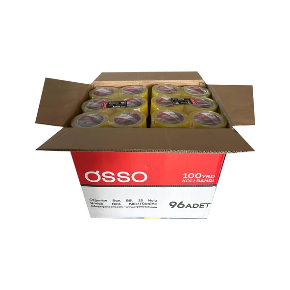 Osso Şeffaf Bant Ambalaj Koli Bandı - 100 YRD / 91.44 Metre - 43 mm - 6 Adetlik 16 Paket / Koli - Resim 2