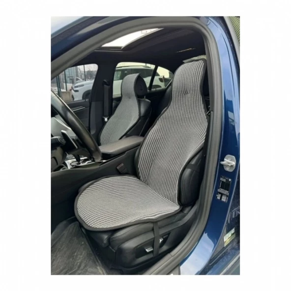 ÜNİVERSAL OTO KOLTUK KORUYUCU KILIF 2 ÖN 1 ARKA SET ÇİZGİLİ FÜME-BEYAZ - 11