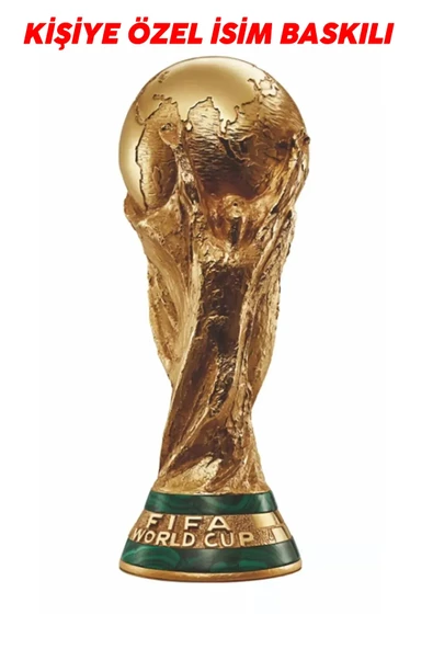 3D Kişiye Özel Isim Baskılı 23 Cm Boy Fifa Dünya Kupası Gold Kaplama Messi Qatar Futbol - 4