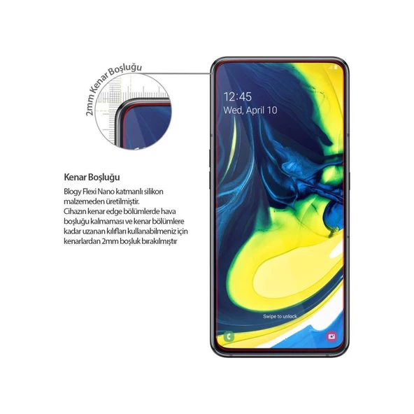 Blogy Galaxy A80 ile Uyumlu Flexi Nano Ekran Koruyucu - 3