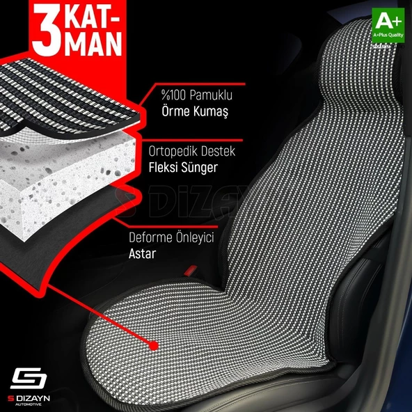 ÜNİVERSAL OTO KOLTUK KORUYUCU KILIF 2 ÖN 1 ARKA SET ÇİZGİLİ FÜME-BEYAZ - 4