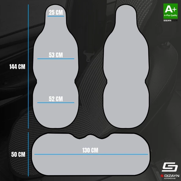ÜNİVERSAL OTO KOLTUK KORUYUCU KILIF 2 ÖN 1 ARKA SET ÇİZGİLİ FÜME-BEYAZ - 16