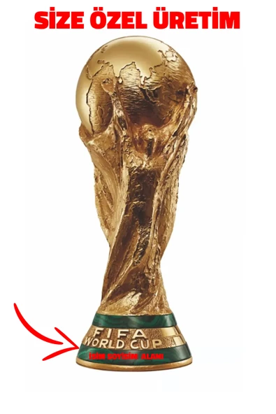 3D Kişiye Özel Isim Baskılı 23 Cm Boy Fifa Dünya Kupası Gold Kaplama Messi Qatar Futbol - 3