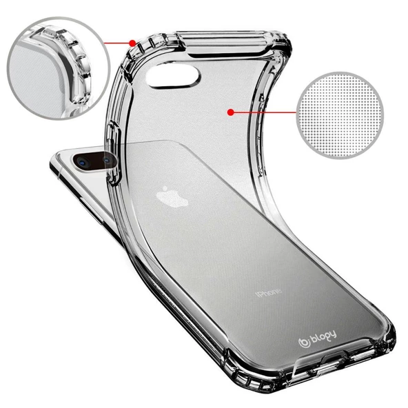 Blogy iPhone 8 Plus / 7 Plus ile Uyumlu Crystal Fit Kılıf Smoke Black - 2