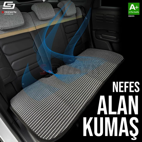 ÜNİVERSAL OTO KOLTUK KORUYUCU KILIF 2 ÖN 1 ARKA SET ÇİZGİLİ FÜME-BEYAZ - 10