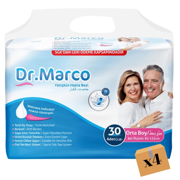 Dr. Marco Belbantlı Orta Boy M 30'lu 4 Adet Hasta Bezi
