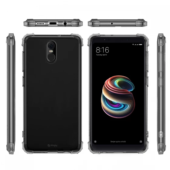 Blogy Red MI 5 Plus ile Uyumlu Crystal Fit Kılıf Smoke Black - 3