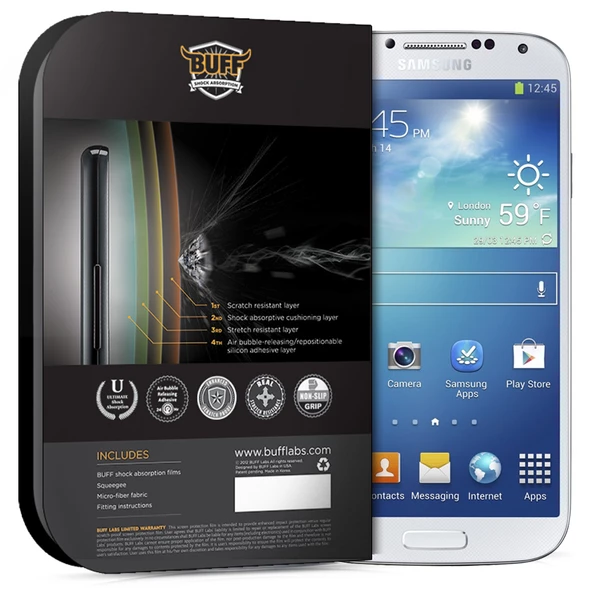 Buff Galaxy S4 ile Uyumlu Darbe Emici Ekran Koruyucu Film - Resim 2