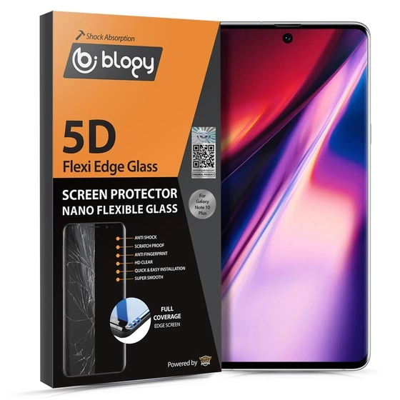 Blogy Galaxy Note 10 Plus ile Uyumlu Flexi Edge 5D Ekran Koruyucu - 2
