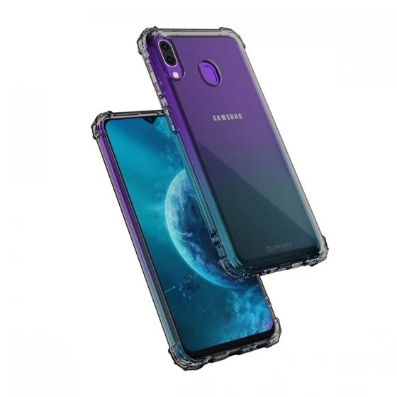 Blogy Galaxy M20 ile Uyumlu Crystal Fit Kılıf Smoke Black - 1
