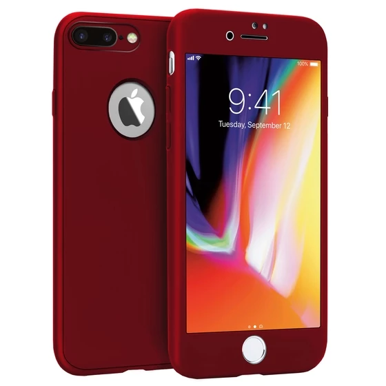 Buff iPhone 8 Plus ile Uyumlu 4D Kılıf Red