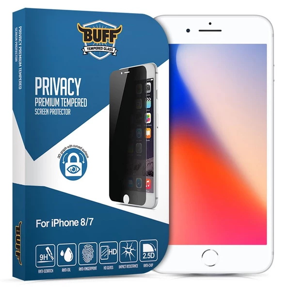 Buff iPhone 8/7 ile Uyumlu Privacy Ekran Koruyucu - 1