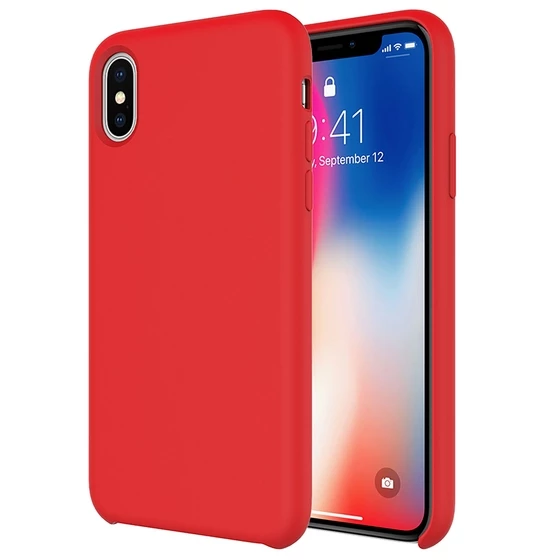 Buff iPhone Xs Max ile Uyumlu Rubber Fit Kılıf Red