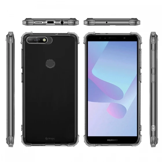 Blogy Y7 2018 ile Uyumlu Crystal Fit Kılıf Smoke Black - 3