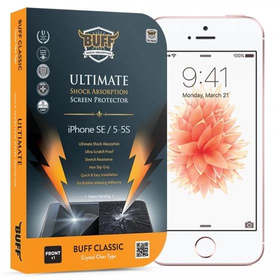 Buff iPhone 5-5S-SE ile Uyumlu Darbe Eminici Ekran Koruyucu - 1