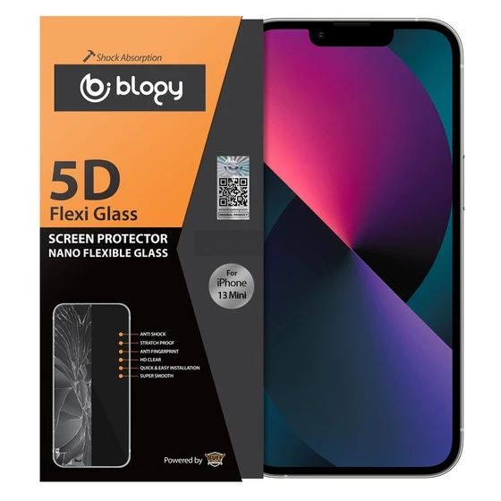 Blogy iPhone 13 Mini ile Uyumlu Flexi 5D Ekran Koruyucu - 2