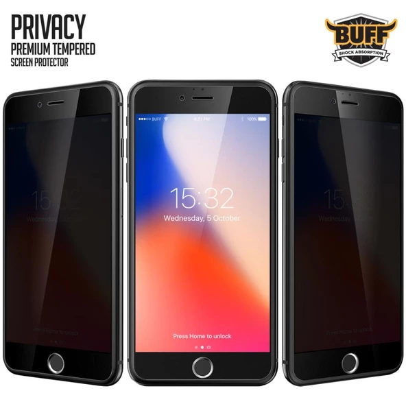 Buff iPhone 8 Plus / 7 Plus ile Uyumlu Privacy Ekran Koruyucu - 2