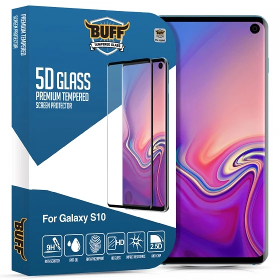 Buﬀ Galaxy S10 5D ile Uyumlu Glass Ekran Koruyucu - 1