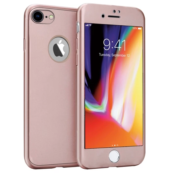 Buff iPhone 8 ile Uyumlu 4D Kılıf Rose Gold - 1