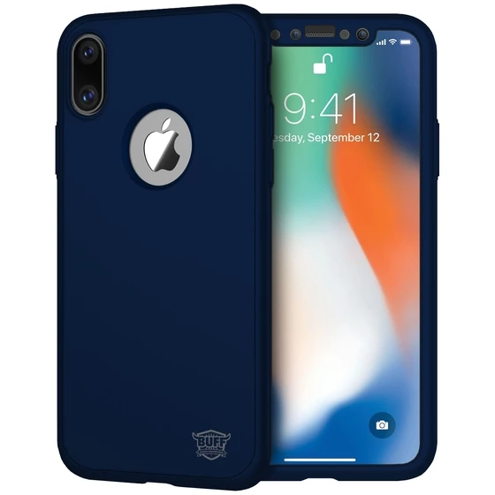Buff iPhone X ile Uyumlu 4D Kılıf Blue