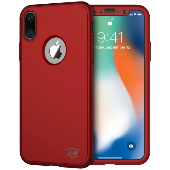Buff iPhone X ile Uyumlu 4D Kılıf Red - 1