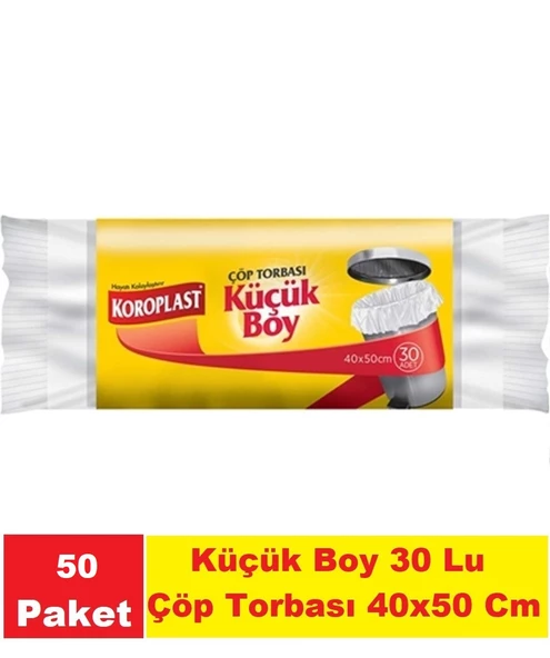 Koroplast Çöp Poşeti Küçük Boy Şeffaf 30 Lu 40 x 50 Cm x 50 Paket ürün görseli