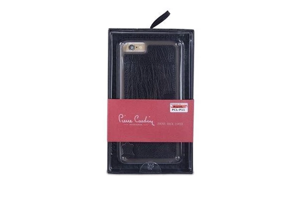 Pierre Cardin iPhone 6 Plus ile Uyumlu Deri Arka Koruma Paneli Siyah PCL-P11 - 1