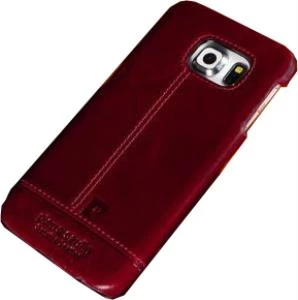 Pierre Cardin Galaxy S6 Edge ile Uyumlu Deri Arka Koruma Paneli Kırmızı PCL-P03 - 1