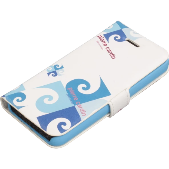 Pierre Cardin iPhone 5S ile Uyumlu Suni Deri Kapaklı Koruma Kılıfı Mavi PCA-P01 ürün görseli