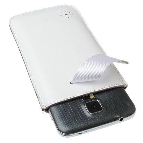 Galaxy S5 G900 ile Uyumlu Çekmeli Deri Kılıf Beyaz - 1