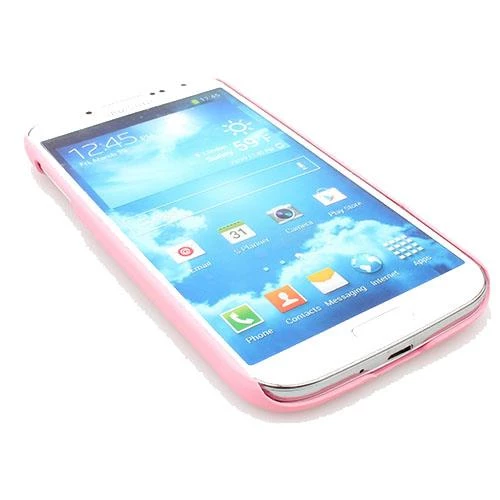Galaxy S4 i9500 ile Uyumlu Sert Kauçuk Kılıf Pembe Renk - Resim 2