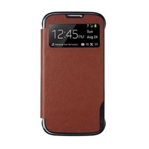 Anymode i9190 Galaxy S4 Mini ile Uyumlu View Kılıf Kahverengi - 1