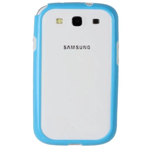 Galaxy S3 i9300 ile Uyumlu Bumper Kılıf Mavi+Beyaz Renk - 2
