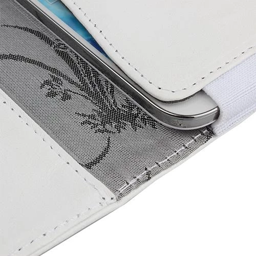 Galaxy S5 G900 ile Uyumlu Yan Kapaklı Cüzdanlı Kart Bölmeli Deri Kılıf Beyaz Renk - Resim 4