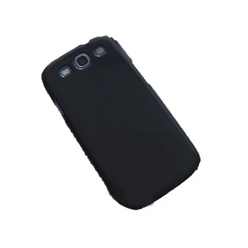 Galaxy S3 i9300 ile Uyumlu Sert Kauçuk Kılıf (Parlak) Siyah Renk - Resim 2