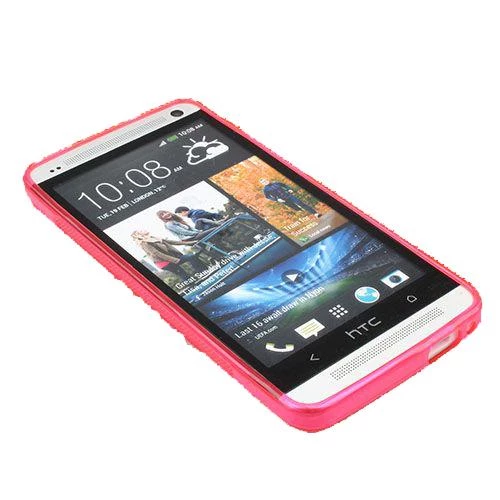 One M7 ile Uyumlu Desenli Silikon Kılıf Pembe - 2