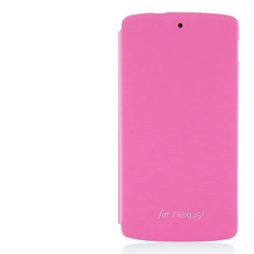 Nexus 5 D820 D821 ile Uyumlu Kasalı Kapaklı Flip Cover Kılıf Pembe