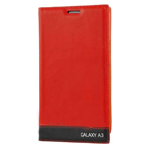 Galaxy A3 (A300) ile Uyumlu Kılıf Milano Serisi Kapaklı Kırmızı - 1