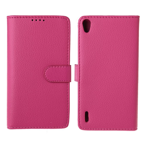 Ascend P7 ile Uyumlu Yan Model Deri Kılıf Pembe Renk ürün görseli