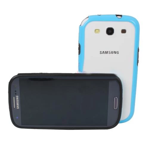 Galaxy S3 i9300 ile Uyumlu Bumper Kılıf Mavi+Siyah Renk - 1