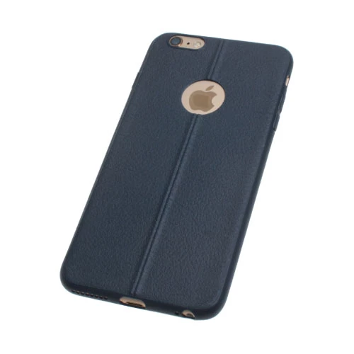 iPhone 6S Plus/6 Plus ile Uyumlu Slim Silikon Deri Desenli Kılıf Lacivert - 1