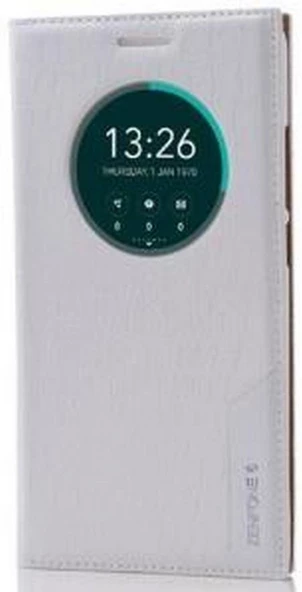 Zenfone 6 ile Uyumlu Rock Serisi Kapaklı Kılıf Beyaz - 1